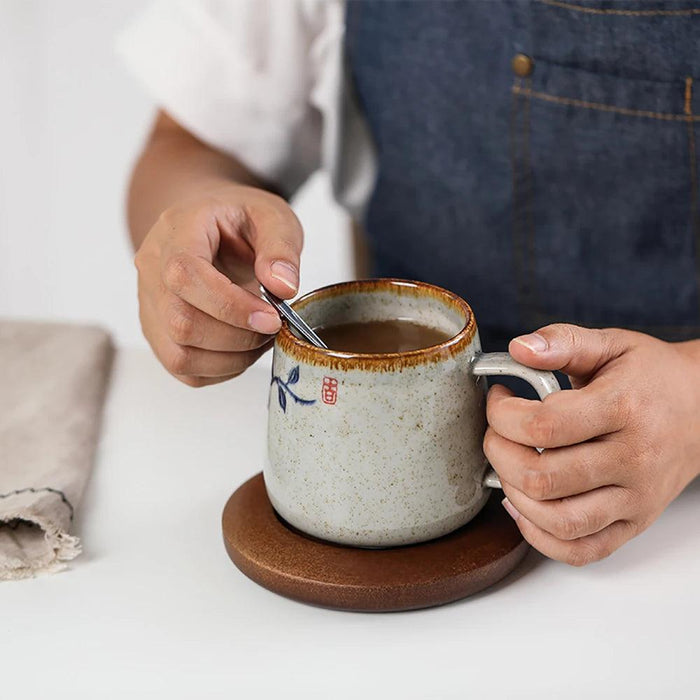 Elegant Vintage Japanese Porcelain Coffee Cup Set with Spoon & Lid - 380ml Perfect for Gifting