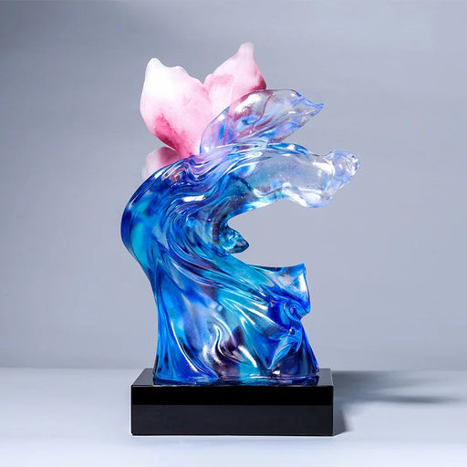High Grade Orignal Creative Colored Glaze Magnolia Blossom Handmaded Glass Flower Collection Crystal Home Desk Decorative Craft