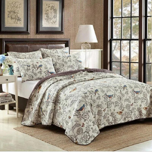 100% Cotton Queen Quilted Bedspread Set