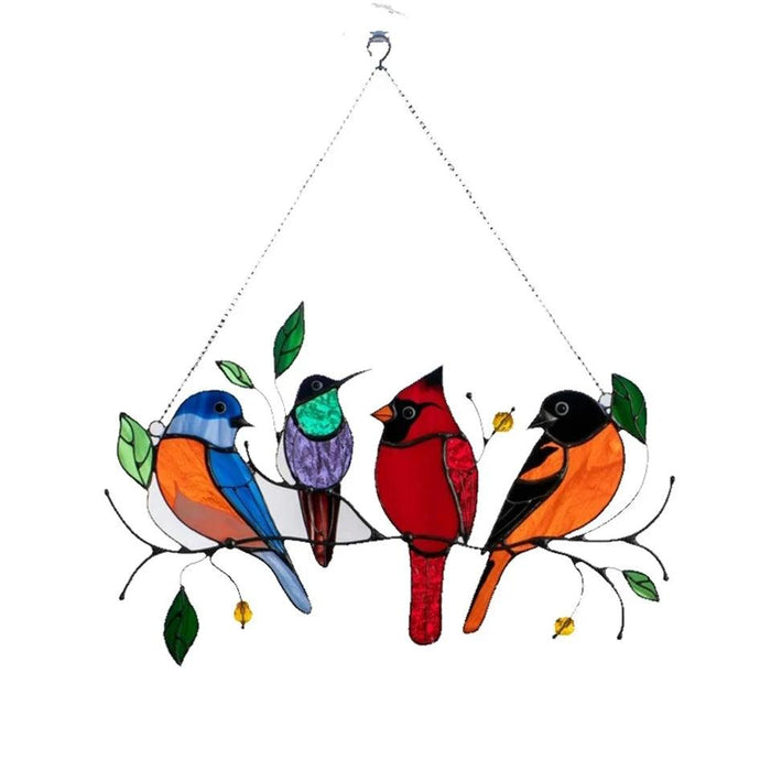 Whimsical Stained Glass Bird Window Panels - Enchanting Decor for Kids' Rooms and Radiant Sunlight Effects