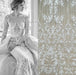 Luxurious Ivory Beaded Lace and Tulle Fabric for Bridal Attire - 130cm Width