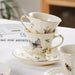 Charming Vintage Butterfly Tea and Coffee Set - Exquisite Porcelain and Bone China, Luxurious 800ml Pot with Matching Saucer