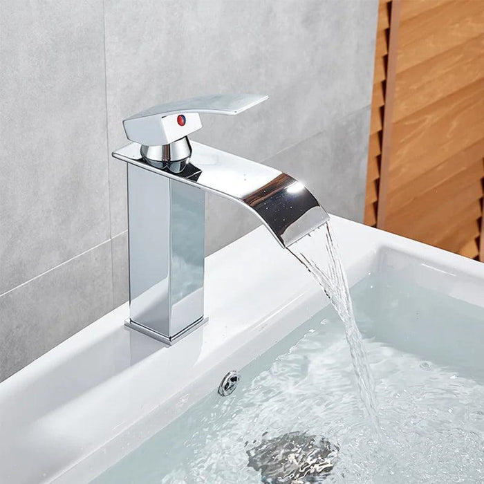 Modern Black Waterfall Faucet with Chrome Accents for Stylish Bathrooms