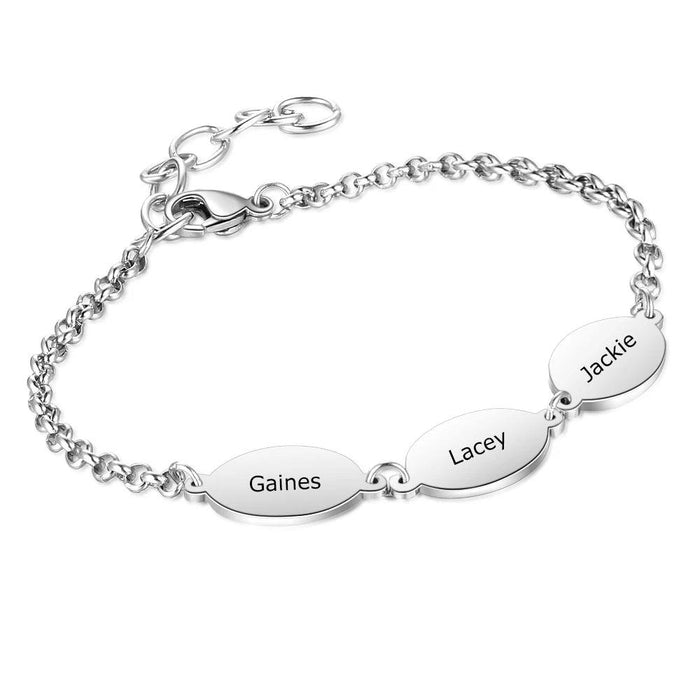 Personalized Engraved Oval Link Bracelets for Couples - Add 2 to 4 Names - Ideal Gift for Friends and Mothers