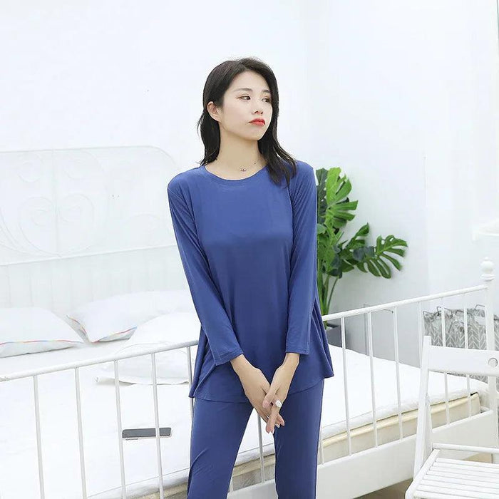 Cozy Women's Modal Pajama Set with Long Sleeve Top and Pants for Relaxation and Sleep