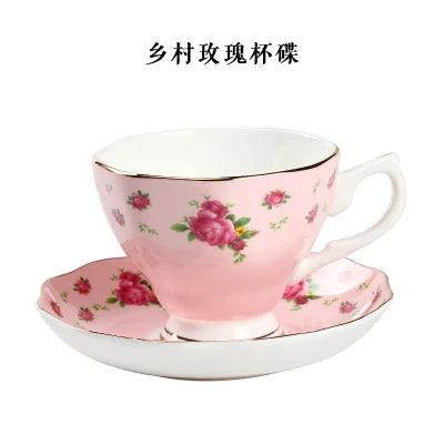 Elegant Black Floral Porcelain Tea Cup and Saucer Set - A Touch of Luxury for Special Occasions