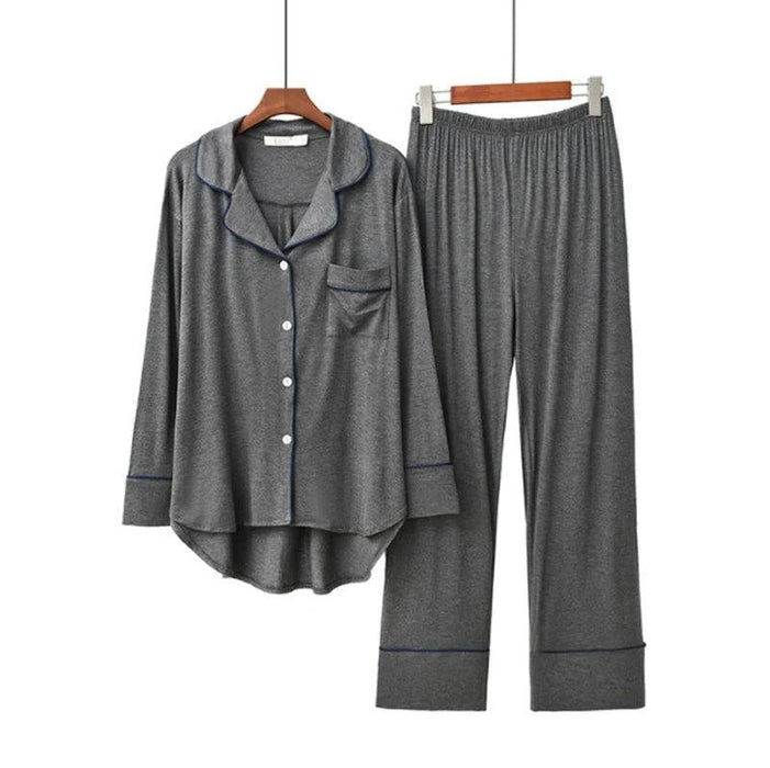 Korean Style 2PCS Long Sleeve Modal Pajama Sets for Women