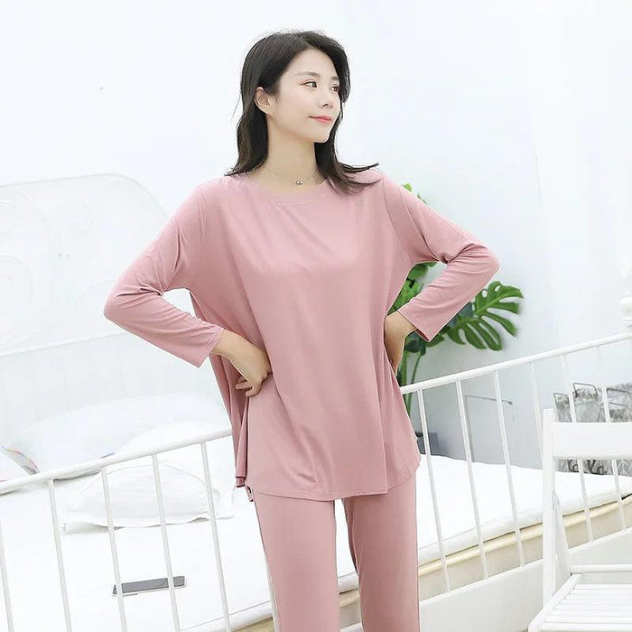 Cozy Women's Modal Pajama Set with Long Sleeve Top and Pants for Relaxation and Sleep