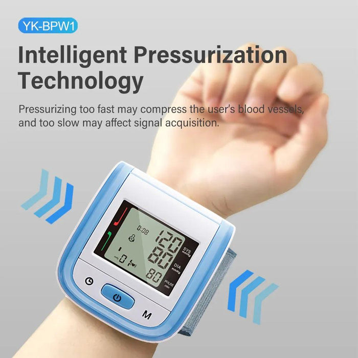 Portable Automatic Wrist Blood Pressure Monitor with Heart Rate Monitoring - Easy-to-Use Design