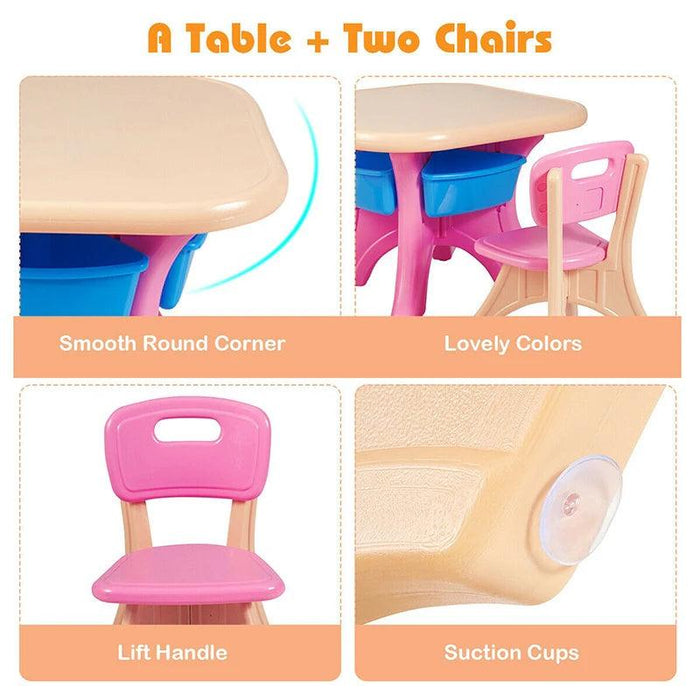 Kids' Creative Plastic Furniture Set with Storage Bins | Eco-Friendly Design | Fun and Durable Table and Chairs for Young Children