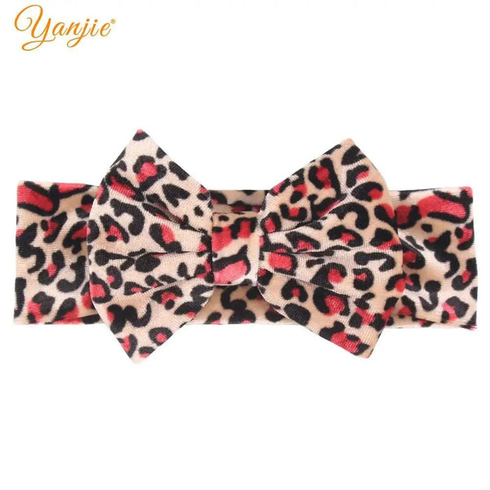 Leopard Print Velvet Headband and Hair Bow Set - Stylish Hair Accessories for Fashion-Forward Girls