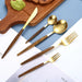 Luxurious Stainless Steel Cutlery Set with Elegant Wood Grain Handles