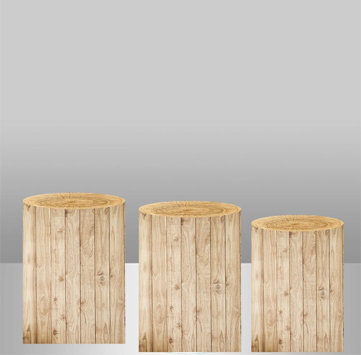 Wood Bark Texture Elastic Fabric Cylinder Covers - Customizable Set for Dessert Table Decor