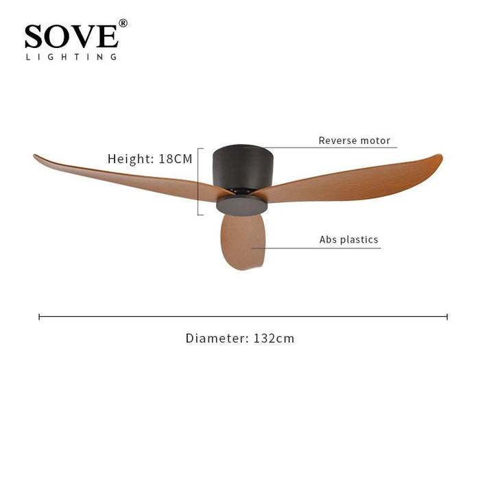 Modern Black and White Remote-Controlled Low Profile Ceiling Fan - 30W DC Motor - No Light - Sleek Design - 220V