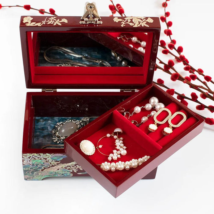 Elegant Mother of Pearl Jewelry Box with Mirror - Stylish Storage for Your Precious Gems