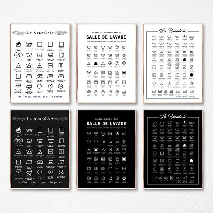Scandinavian Chic Monochrome Canvas Art for Laundry Room Aesthetics