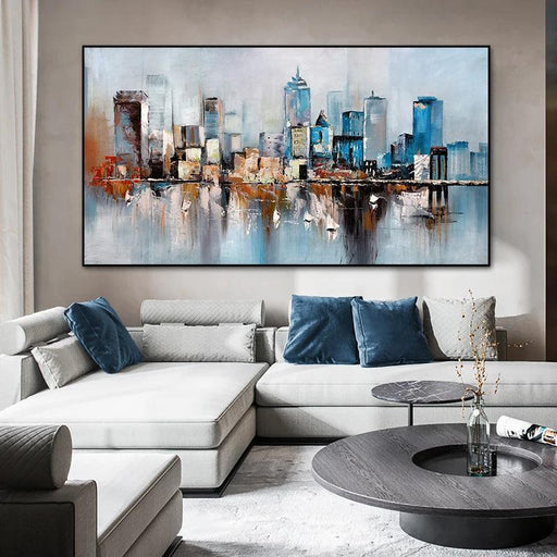 City Serenity: Contemporary Urban Oil Painting for Modern Spaces