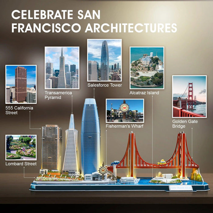 San Francisco Skyline LED 3D Puzzle - Interactive Architectural Model Kit for All Ages