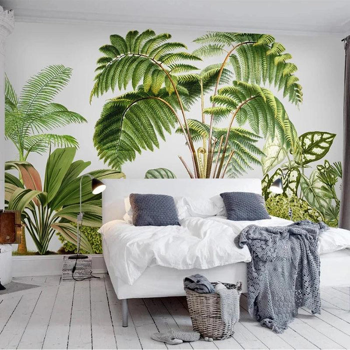 Customizable 3D Tropical Foliage Wallpaper Mural - Refresh Your Interior