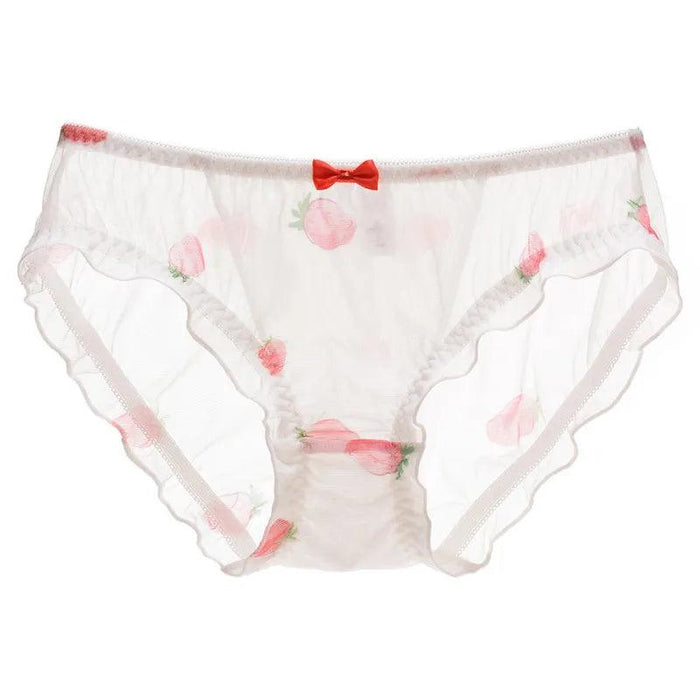 Whimsical Strawberry Ruffle Seamless Women's Underwear for Girls in Japanese Fashion