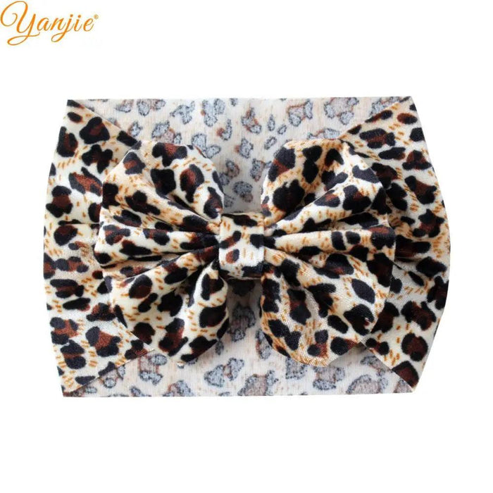 Leopard Print Velvet Headband and Hair Bow Set - Stylish Hair Accessories for Fashion-Forward Girls