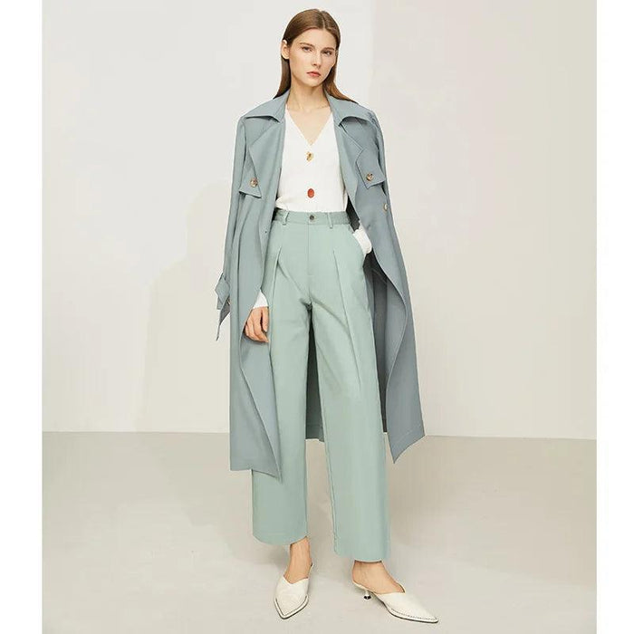 Chic Minimalism Women's Double Breasted Trench Coat with Adjustable Sashes for Office and Everyday Elegance