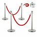 Elegant Gold Stainless Steel Stanchion Set with Red Velvet Rope & Secure Base for Event Management