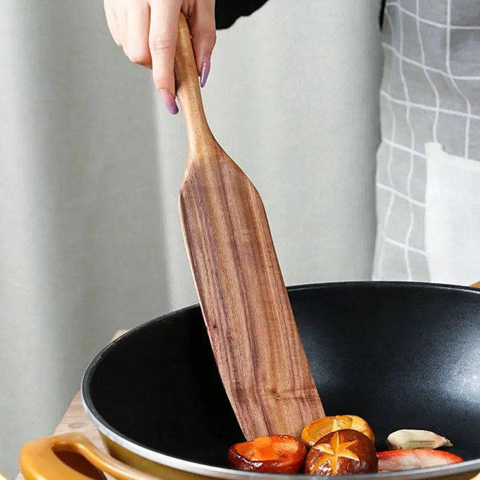 Elegant Acacia Wood Spatula Set - Versatile Slotted Kitchen Utensils for Non-Stick Cookware