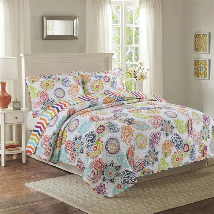 Floral Print Cotton Quilt Set