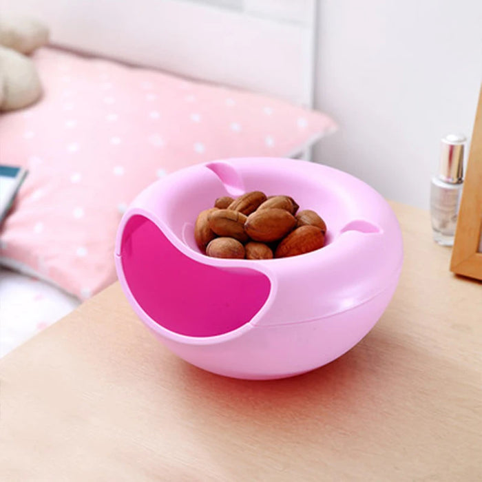 Lazy Snack Plate with Dual Storage Layers and Phone Holder Stand