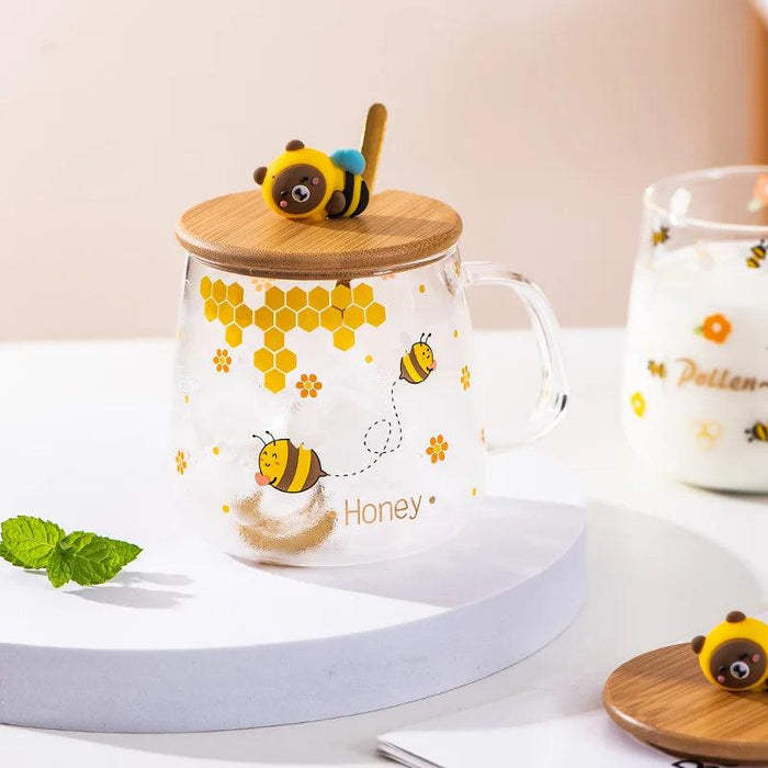 Adorable Bee-Themed Ceramic Cup with Lid – 400ml Whimsical Coffee & Tea Mug for Breakfast and Celebrations