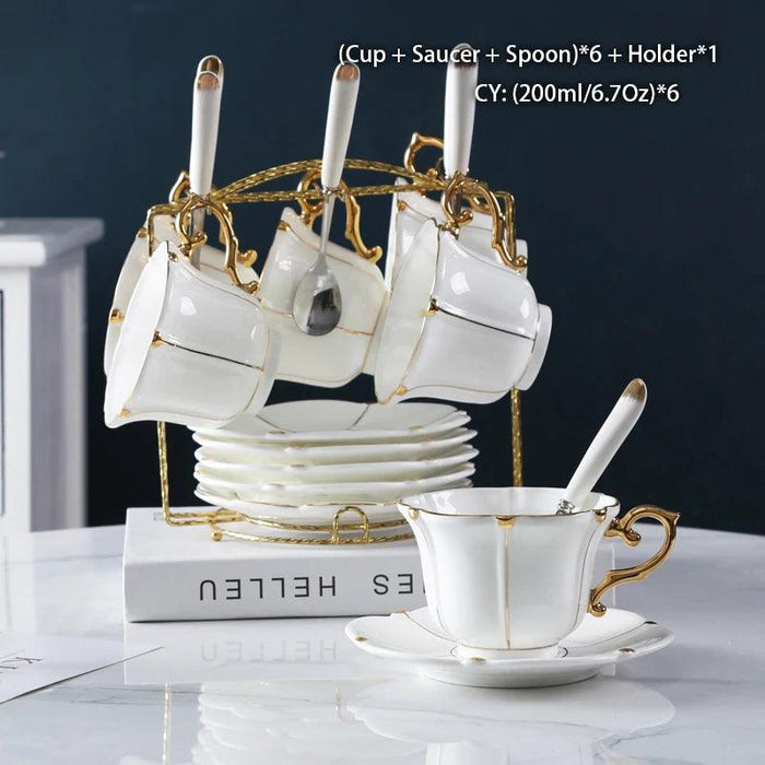 Elegant Royal Gold Pearl Bone China Tea & Coffee Set - Luxurious Collection for Exquisite Teatime