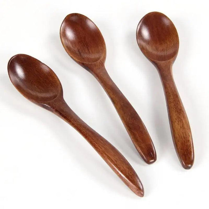 Natural Wooden 7-Inch Soup and Tea Spoon Set for Gourmet Cooking