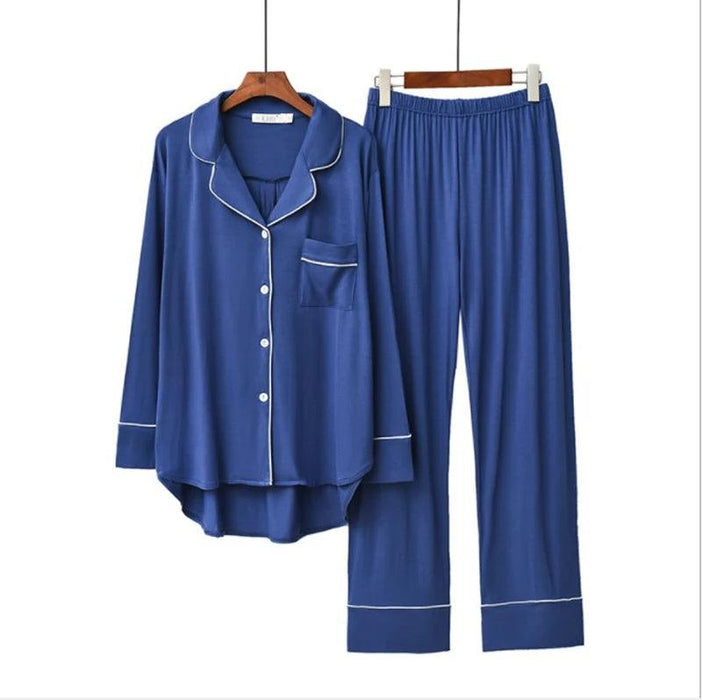 Korean Style 2PCS Long Sleeve Modal Pajama Sets for Women