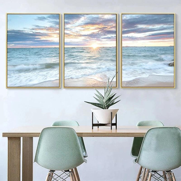 Coastal Serenity Sunrise Canvas Print - Ocean Waves Home Decor