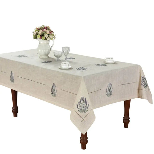 Elegant Lavender Provence Linen Blend Table Cover for Sophisticated Dining