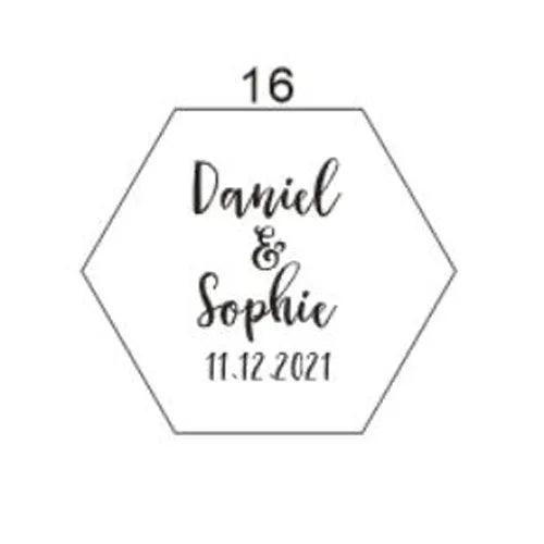 Customizable Transparent Hexagon Acrylic Ring Box with Engraved Name and Date - Elegant Jewelry Display