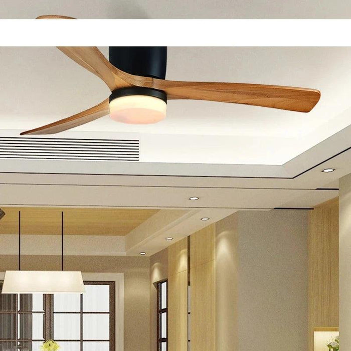 48-Inch Modern White Wood Ceiling Fan with Integrated LED Light and Remote Control