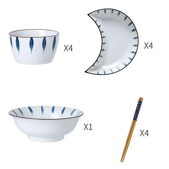 Moonlit Japanese Dining Experience: Ceramic Tableware Set for Elegant Gatherings