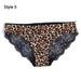 Women’s Leopard Print Lace Trim Seamless Cotton Panties - Breathable Ice Silk Lingerie