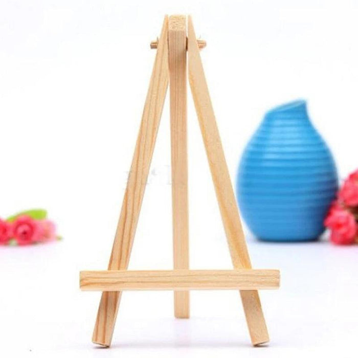 Charming Triangular Mini Wooden Easel Stand for Weddings and Events - 15x8cm Display Holder