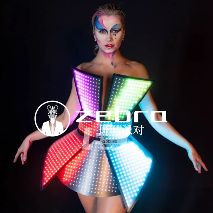 Interactive Illuminating Dance Dress - Personalized LED Fashion for Stunning Performances