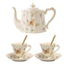 Charming Vintage Butterfly Tea and Coffee Set - Exquisite Porcelain and Bone China, Luxurious 800ml Pot with Matching Saucer