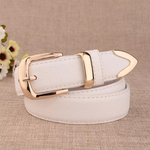 Chic Women's Leather Belt with Gold Buckle - Your Essential Style Upgrade