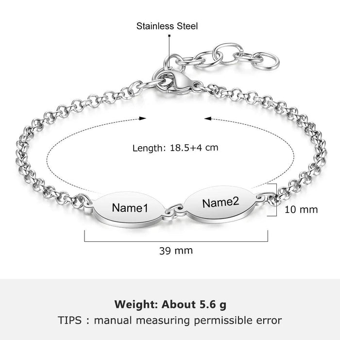 Personalized Engraved Oval Link Bracelets for Couples - Add 2 to 4 Names - Ideal Gift for Friends and Mothers