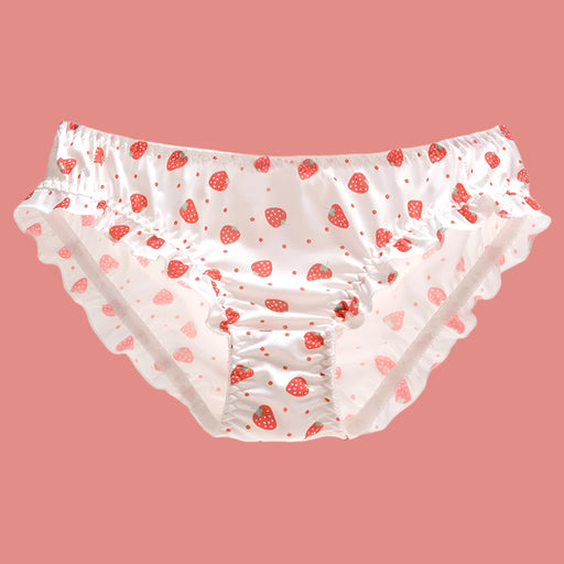 Whimsical Strawberry Ruffle Seamless Women's Underwear for Girls in Japanese Fashion