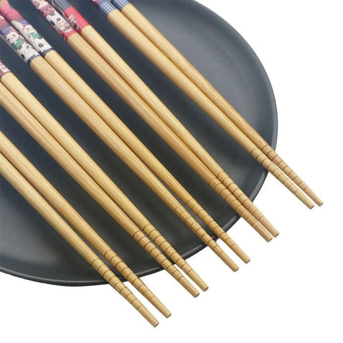 Handcrafted Bamboo Chopsticks Set - 5 Pairs 23.5cm Natural Wood for Sushi and Noodles