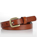 Chic Leather Waist Belt with Elegant Square Metal Buckle - Women's Fashion Essential