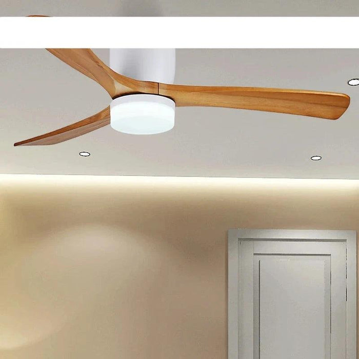 48-Inch Modern White Wood Ceiling Fan with Integrated LED Light and Remote Control