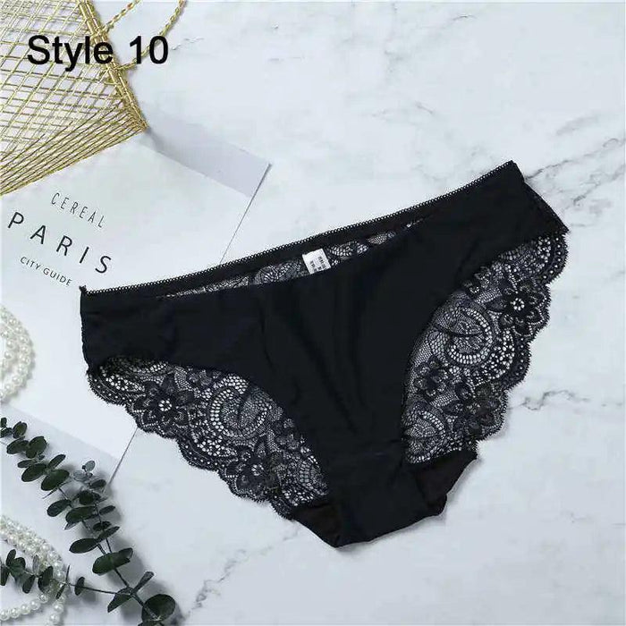 Women’s Leopard Print Lace Trim Seamless Cotton Panties - Breathable Ice Silk Lingerie